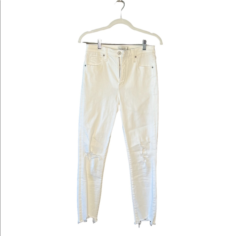 Abercrombie White High Rise Super Skinny Ankle Jeans